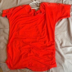 Chic Red Button-Accent Women's Blouse